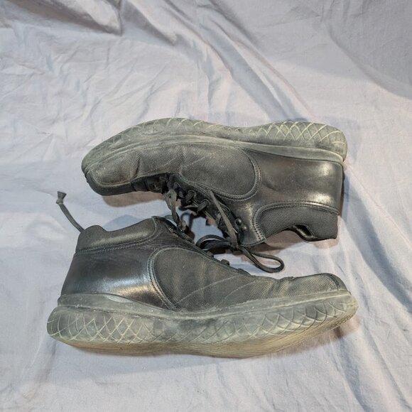 Prada Black Leather and Canvas Sneakers Men Size 9 - Picture 8 of 10